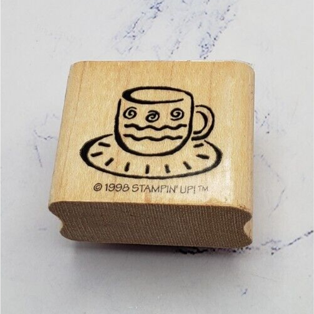 Stampin Up Coffee Espresso Cup Wood Mounted Rubber Stamp